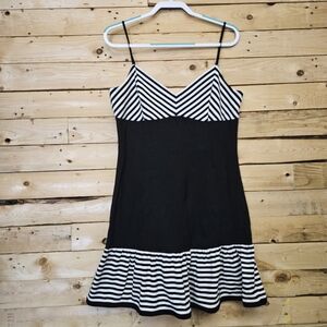 Betsey Johnson Babydoll Dress XXL Black White Stripe